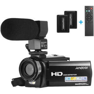 HDV-201LM 1080P fhd Digitale Videokamera Camcorder DV-Recorder 24MP 16-fach Digitalzoom 3,0-Zoll-LCD-Bildschirm mit 2 Akkus + externem Mikrofon