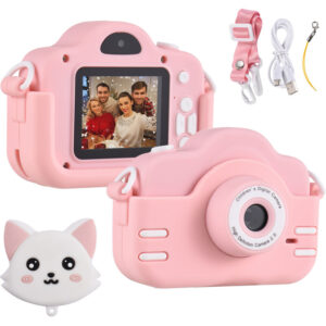 Happyshopping - Mini-Cartoon-Kinder-Digitalkamera 1080P Digital-Videokamera für Kinder Dual-Objektiv 2,0-Zoll-IPS-Bildschirm 4-facher Zoom