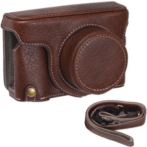 Happyshopping - Tragbare Kameratasche Kunstleder Kamera Tragetasche mit Schultergurt Ersatz für Fujifilm X100V/ X100F Kamera, Kaffee - Kaffee