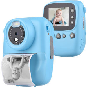 Tragbare Kinder-Sofortbildkamera, digitale Videokamera mit 1080P hoher Videoauflösung, 18 mp, 2,3-Zoll-Großbildschirm, Blau - Blau