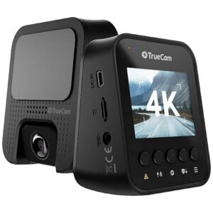 TrueCam "Auto Kamera GPS 4K" Dashcam (Datenanzeige im Video, G-Sensor, WDR, Schleifenaufzeichnung, Automatischer Start, GPS mit Radarerkennung, Display, Akku, Dateischutz)
