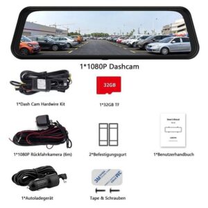 XIIW "Auto Recorder Kamera Dashcam Parküberwachung mit Rückkamera G-Sensor" Dashcam (HD, für Auto LKW TAXI, Full HD Videoreacorder, Einparkhilfe, Nachtsicht, Loop-Aufnahm, Touchscreen)