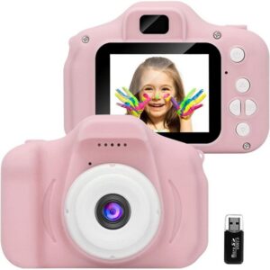 longziming "Kinder Kamera,Mini wiederaufladbare Kinder Digitalkamera Stoßfeste Video Camcorder Geschenke für 3-8 Jahre, 8MP HD Video 2 Zoll Bildschirm für Kinder (32 GB Karte enthalten)- Rosa" Kinderkamera