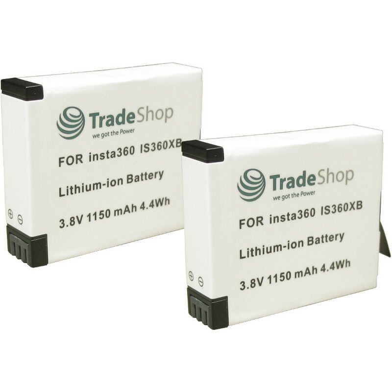 2x Trade-shop Li-Ion Akku 3.8V 1150mAh ersetzt IS360XB, PL903135VT, PL903135VT-S01, cinoxbt für Insta360 One x Videokamera 360° Kamera