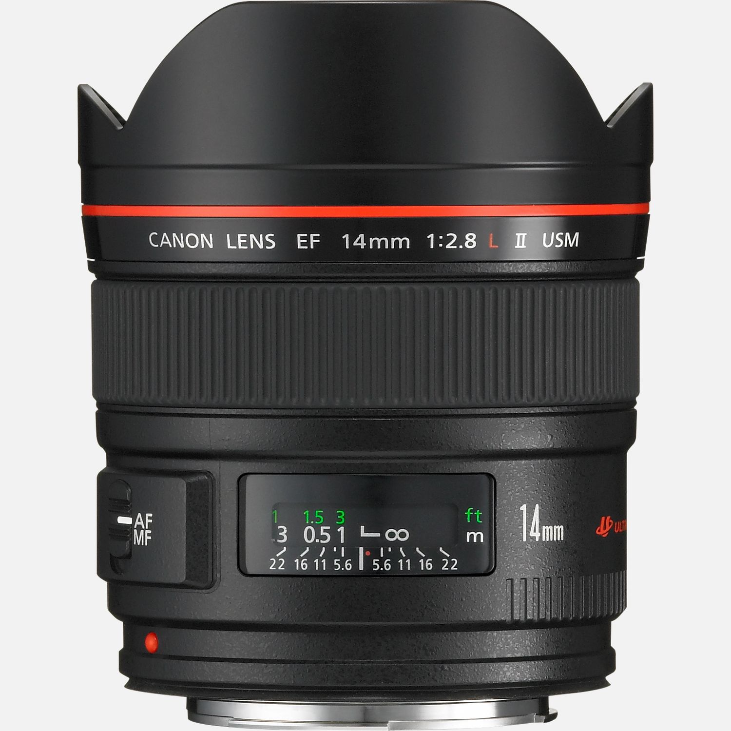 Das EF 14mm f/2.8L II USM ist ein Ultraweitwinkel-Objektiv mit einem Bildwinkel, der den des menschlichen Auges bertrifft. Mit einer Bilddiagonale von bis zu 114 Grad und dem verzeichnungsfreien Design ist es ein ideales Objektiv fr Innenrume, die Architektur- und Landschaftsfotografie, da der Ultraweitwinkel eine starke Trennung zwischen Vorder- und Hintergrundelementen ermglicht. Als Teil der professionellen Canon Flaggschiff L Serie ist das Objektiv besonders robust und vor Staub und Spritzwasser geschtzt. Der integrierte Ultraschallmotor (USM) sorgt fr einen schnellen und leisen Autofokus, der sich jederzeit manuell anpassen lsst. Die integrierte tulpenfrmige Streulichtblende verhindert Vignettierung. Vorteile Das Ultraweitwinkel-Objektiv der professionellen L Serie fr beeindruckende Architektur- und Landschaftsaufnahmen Freihandaufnahmen bei wenig Licht dank hoher Lichtstrke von 1:2,8 Scharfe, kontrastreiche Aufnahmen dank Super UD (Ultra-low Dispersion) Linsen, die chromatische Aberrationen unterdrcken Super Spectra Vergtung zur Verhinderung von Streulicht und Blendenreflexionen im gesamten Objektiv Schneller und praktisch geruschloser Autofokus dank Ultraschallmotor (USM) Die tulpenfrmige Streulichtblende verhindert Vignettierung und schtzt die Frontlinse Kompatibel mit allen DSLR-Kameras, einschlielich Vollformat, sowie mit spiegellosen Systemkameras der Canon EOS M Serie mit optionalem EF-EOS M Adapter Lieferumfang EF 14mm f/2.8L II USM Objektivdeckel E14 Objektivdeckel E Objektivtasche LP1016 Benutzerhandbuch Gut geeignet fr Architektur Innenrume * Alle technischen Daten zeigen