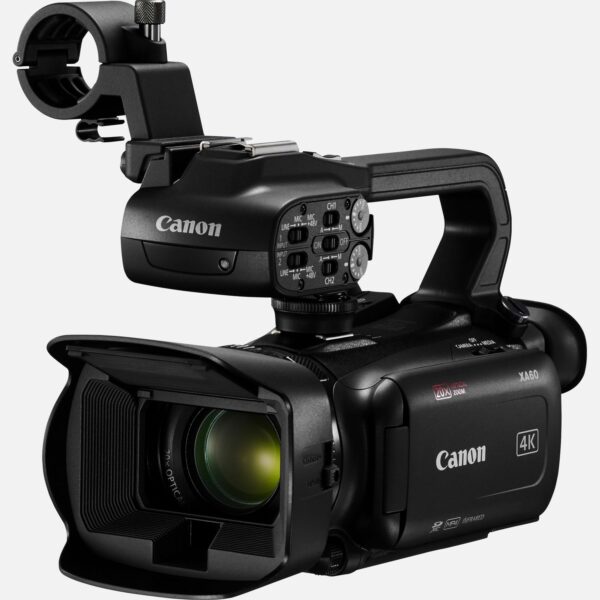 Die Canon XA60 ist eine professionelle Videokamera mit einem optimalen Verhltnis von Bildqualitt und Mobilitt, die sich ideal fr Reportagen, Dokumentarfilme und eine breite Palette anderer Aufnahmeanwendungen eignet. Du kannst berall hochwertige 4K UHD-Aufnahmen machen, die dank eines HDMI-Ausgangs problemlos in einen breiteren professionellen Workflow eingebunden werden knnen. Sie berzeugt mit hervorragender Oversampling-HD-Verarbeitung, dem fortschrittlichen Autofokus, dem Canon Objektiv mit 20fach optischem Zoom und UVC-HD-Livestreaming via USB-C ber einen Computer. Die Canon XA60 kann die Aufnahmen auch im XF-AVC- oder im MP4-Format aufzeichnen und spter weitergeben. Vorteile Der 4K 1/2,3-Zoll-Typ CMOS-Sensor und der DIGIC DV6 Bildprozessor sorgen fr atemberaubende 4K UHD- und hervorragende FullHD-Aufnahmen. Durch Oversampling der 4K-Sensordaten liefert der Camcorder auch erstklassige FullHD-Videos. Das Canon Objektiv deckt einen Brennweitenbereich von 29,3 mm-Weitwinkel (quivalent KB-Vollformat) bis zu enormen 601 mm mit Dynamic IS ab. Der Digitalzoom liefert eine 800-fache Vergrerung mit 5-Achsen-Bildstabilisierung. Die einstellbare Fokussiergeschwindigkeit und das fortschrittliche Hybrid-AF-System ermglichen eine schnelle und przise Fokussierung. Auf dem 3,5-Zoll LC-Display kannst du den gewnschten Fokuspunkt per Berhrung festlegen. XF-AVC 4K UHD 160 Mbit/s wird mit 25p aufgenommen und FullHD 45 Mbit/s mit 50p/ 50i/ 25p. Wenn kleinere Dateien gewnscht werden, stehen MP4 4K mit 150 Mbit/s und 25p sowie Full HD mit 35/17 Mbit/s und 50p/25p zur Verfgung. Auerdem stehen Zeitlupenaufnahmen in Full HD mit halber Geschwindigkeit oder Zeitrafferaufnahmen in 4K/Full HD mit bis zu 1.200-facher Geschwindigkeit zur Verfgung. Eine Farbabstimmung mit anderen Canon Kameras ist ber das Men fr benutzerdefinierte Bildeinstellungen mglich. Zu den Aufnahmeoptionen gehren HDMI, die gleichzeitige Backup- und fortlaufende Aufzeichnung ber zwei SD-Karten sowie der Infrarot-Modus. Du kannst HD-Videos via UVC mit einem Computer live streamen und bei Bedarf auch einen Datums- und Zeitstempel einblenden. Zwei XLR-Anschlsse am abnehmbaren Griff und 4-Kanal-Linear-PCM bieten zudem professionelle Audiooptionen. Lieferumfang XA60 professioneller Camcorder Tragegriff HDU-1 PD-E1 USB-Netzadapter BP-820 Akku Streulichtblende mit integriertem Objektivschutz Mikrofonhalter Technische Daten 4K UHD / 25p MP4 bis zu 150 Mbit/s, XF-AVC bis zu 160 Mbit/s 20fach optischer Zoom Weitwinkel-Zoomobjektiv mit einem Brennweitenbereich von 29,3 601mm (quivalent KB-Vollformat) HD-Verarbeitung mit Oversampling verwendet den 4K UHD-Sensor, um erstklassige Full HD-Bilder zu generieren Optischer Bildstabilisator Optimierter optischer 5-Achsen-Bildstabilisator mit Dynamic IS Infrarot IR-Modus fr hochwertige Videoaufnahmen bei extrem wenig bis gar keinem Umgebungslicht Touchscreen Einfache Fokuspunkt- und Kamerasteuerung ber 3,5-Zoll-Touchscreen 4-Kanal-Audio Lineares PCM-Audio und 2 XLR-Eingnge plus integriertes Mikrofon Zwei Steckpltze Zwei Kartenslots fr die gleichzeitige oder fortlaufende Aufnahme auf SD-Karte USB-C Video-Livestreaming ber Mac und PC oder den GPS-Empfnger GP-E2 von Canon Alle technischen Daten zeigen