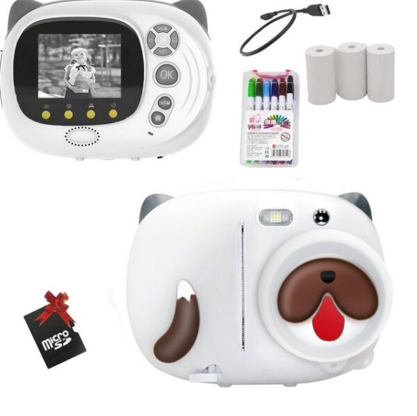 OKA Kinderkamera, Sofortbildkamera Kinder DigitalKamera 1080P Videokamera Kinderkamera (inkl. Kinder Kamera Drucken Schwarzweiß Foto mit Pinselstift, Kinder Digitalkamera mit 32GB SD-Karte, Geschenk für Kinder)