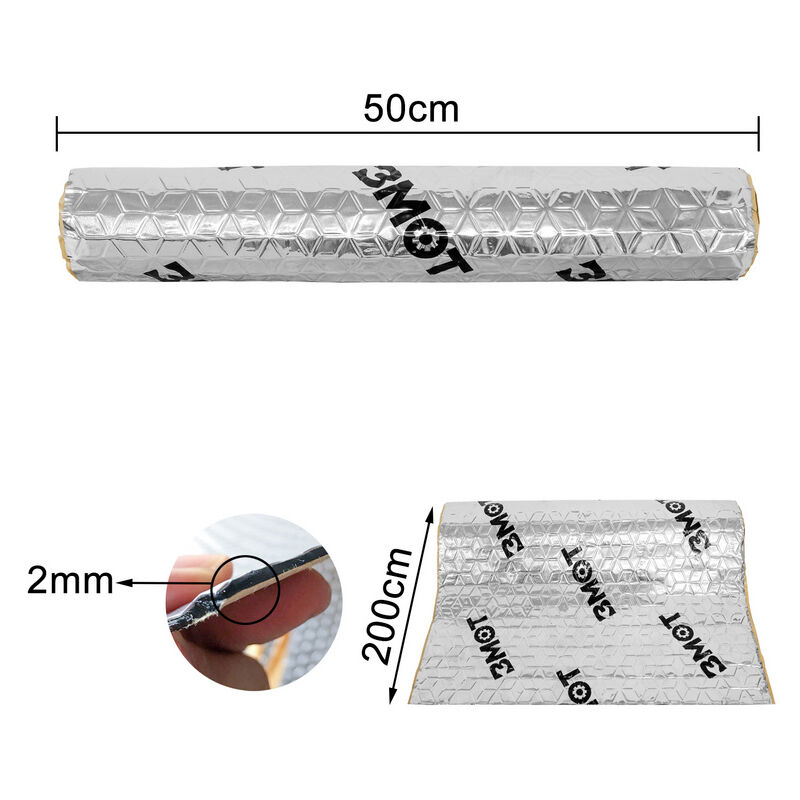 50x200cm Dämmmatte Trittschalldämmung Motorraum Dämpfung Anti Dröhn Matte Auto Fahrzeugdämmung 2m² - Silber - Wolketon