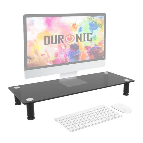 Duronic Monitorständer, (DM051 Monitorständer, 63 x 25 cm schwarze Glasplatte, Bis 40 kg, Ergonomischer Bildschirmständer Schreibtisch, Schreibtischaufsatz Monitor und Laptop, Bildschirmerhöhung LCD LED OLED TV)