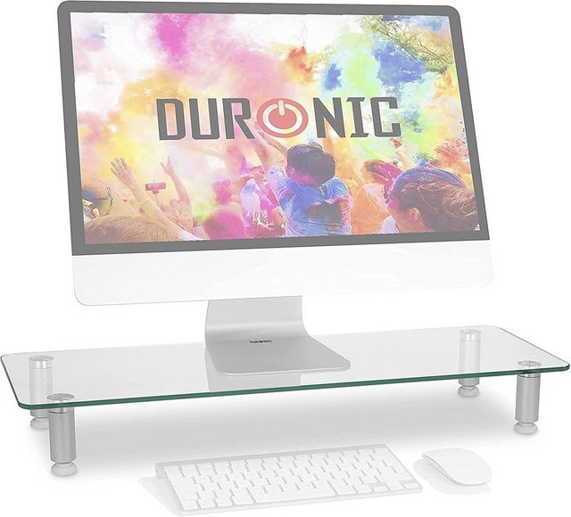 Duronic Monitorständer, (DM052-1 Monitorständer, 56 x 24 cm transparente Glasplatte, Bis 20 kg, Ergonomischer Bildschirmständer Schreibtisch, Schreibtischaufsatz Monitor und Laptop, Bildschirmerhöhung LCD LED TV)