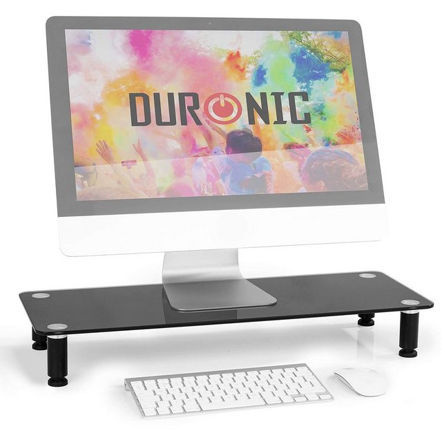 Duronic Monitorständer, (DM052-4 Monitorständer, 70 x 24 cm schwarze Glasplatte, Bis 20 kg, Ergonomischer Bildschirmständer Schreibtisch, Schreibtischaufsatz Monitor und Laptop, Bildschirmerhöhung LCD LED OLED TV)