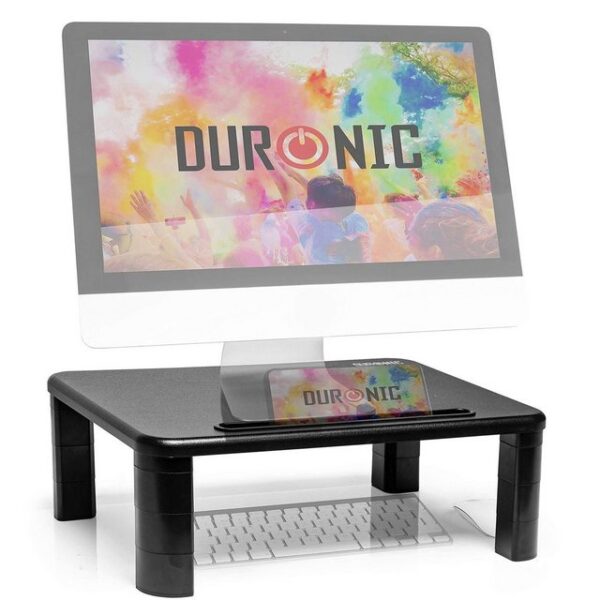 Duronic Monitorständer, (DM055 Monitorständer, 40 x 28 cm Fläche, Bis 10 kg, 4 bis 15 cm höhenverstellbar, Bildschirmständer mit Handyhalterung, Schreibtischaufsatz Monitor und Laptop, Bildschirmerhöhung LCD LED)