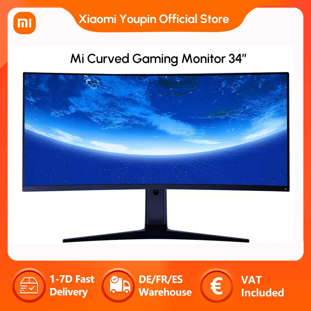 Globale Version Xiaomi Gebogene Gaming Monitor 34'' 1500R Krümmung 121% sRGB 144Hz Aktualisieren