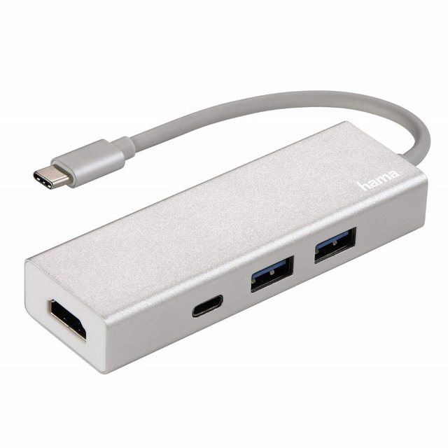 Hama USB-C USB-Hub 1:3 + HDMI auf USB Adapter USB-Kabel, SuperSpeed USB Type-C 3.1, HDMI-Ausgang für TV oder Monitor, Verteiler