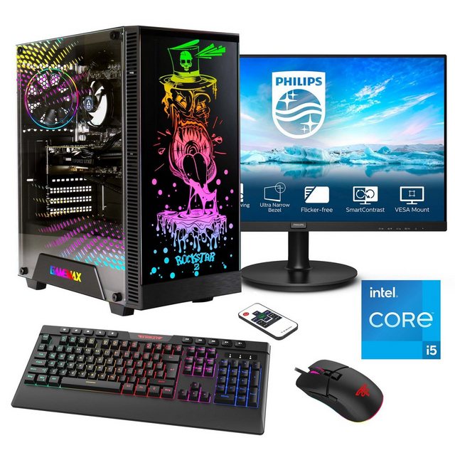 Hyrican Rockstar SET02424 Gaming-PC-Komplettsystem (27", Intel® Core i5 13400F, RTX 4060Ti (16GB), 16 GB RAM, 1000 GB SSD, DDR5, Windows 11, inklusive 27" Monitor Philips 271V8LA)