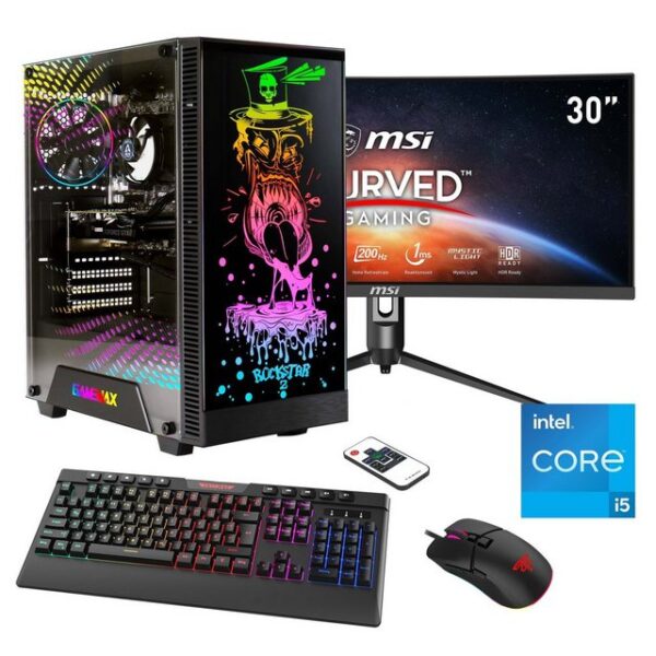 Hyrican Rockstar SET02426 Gaming-PC-Komplettsystem (30", Intel® Core i5 13400F, RTX 4060Ti (16GB), 16 GB RAM, 1000 GB SSD, DDR5, Windows 11, inklusive 30" Curved Monitor MSI Optix MAG301CR2)