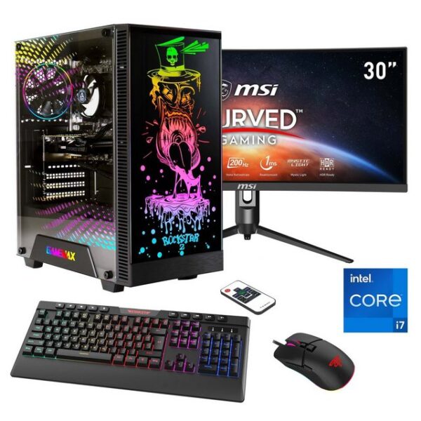 Hyrican Rockstar SET02430 Gaming-PC-Komplettsystem (30", Intel® Core i7 13700F, RTX 4060Ti (16GB), 16 GB RAM, 1000 GB SSD, DDR5, Windows 11, inklusive 30" Curved Monitor MSI Optix MAG301CR2)