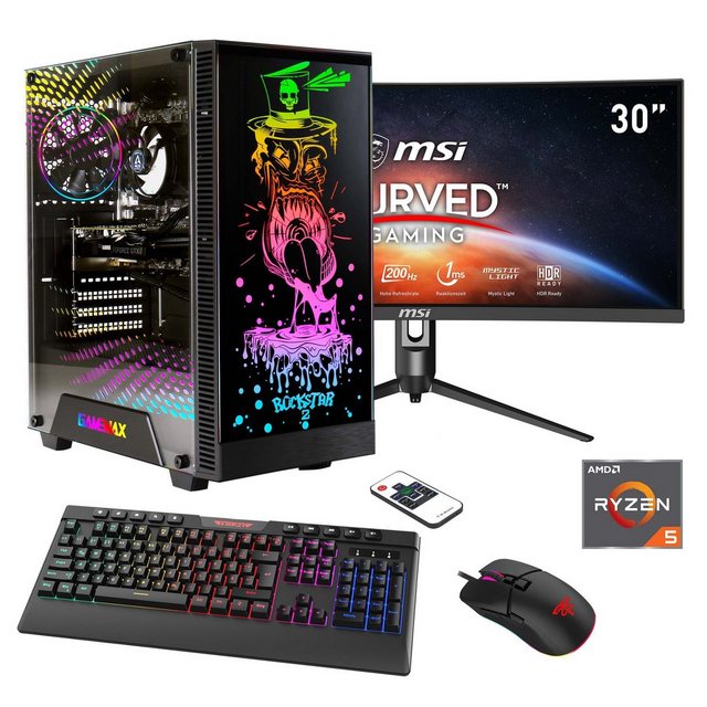 Hyrican Rockstar SET02434 Gaming-PC-Komplettsystem (30", AMD Ryzen 5 7600X, RTX 4060Ti (16GB), 16 GB RAM, 1000 GB SSD, DDR5, Windows 11, inklusive 30" Curved Monitor MSI Optix MAG301CR2)