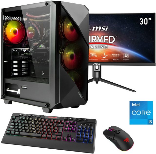 Hyrican Striker SET02390 Gaming-PC-Komplettsystem (30", Intel® Core i5 13400F, RTX 4060Ti (16GB), 16 GB RAM, 1000 GB SSD, DDR5, Windows 11, inklusive 30" Curved Monitor MSI Optix MAG301CR2)