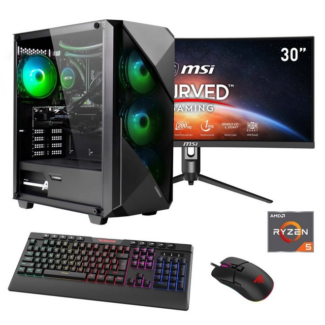 Hyrican Striker SET02398 Gaming-PC-Komplettsystem (30", AMD Ryzen 5 7600X, RTX 4060Ti (16GB), 16 GB RAM, 1000 GB SSD, DDR5, Windows 11, inklusive 30" Curved Monitor MSI Optix MAG301CR2)