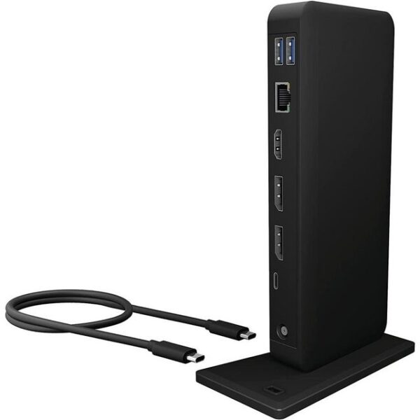 ICY BOX Laptop-Dockingstation IB-DK2405-C, Laptop, 3 Monitore, schwarz, HDMI Anschluss, USB C, Power Delivery, 4k