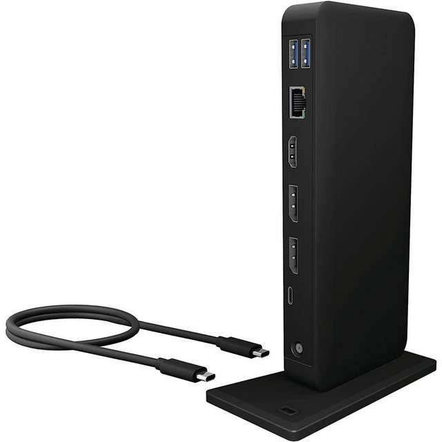 ICY BOX Laptop-Dockingstation IB-DK2405-C, Laptop, 3 Monitore, schwarz, HDMI Anschluss, USB C, Power Delivery, 4k