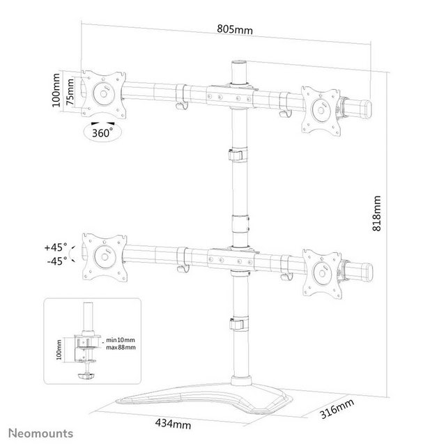 Neomounts by Newstar Flachbild Tischhalterung Monitor-Halterung