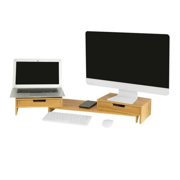 SoBuy BBF04 Monitor-Halterung, (Design Monitorerhöhung für 2 Monitore Monitorständer Bildschirmständer)