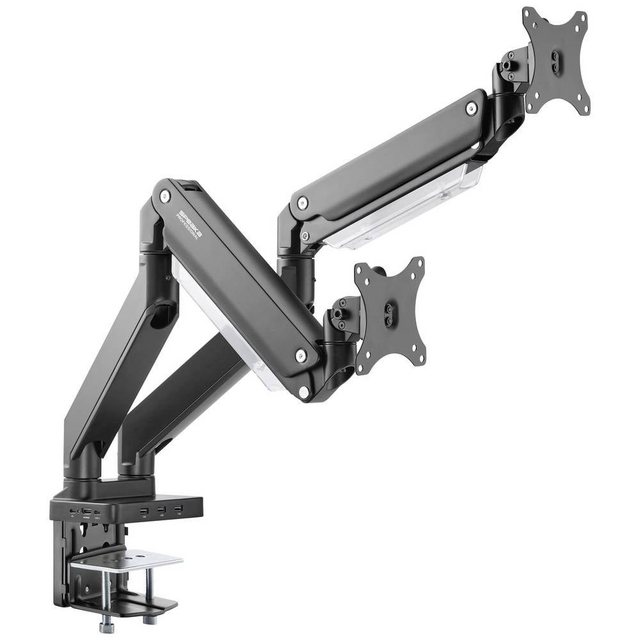 SpeaKa Professional Doppelmonitorarm mit Gasdruckfeder Monitor-Halterung, (Integrierte Dockingstation, Gasdruck-Technik, Neigbar, Schwenkbar)