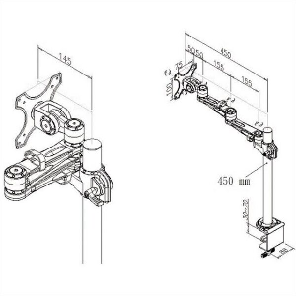 VALUE LCD-Arm Trägerstange, 4 Gelenke, Tischmontage Monitor-Halterung