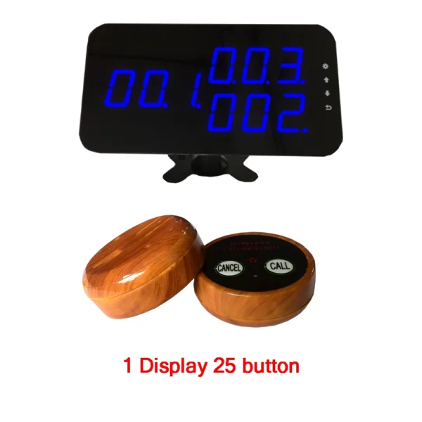 Wireless Call System With one monitor display and 25 table bell button for Restaurant Coffe Shop