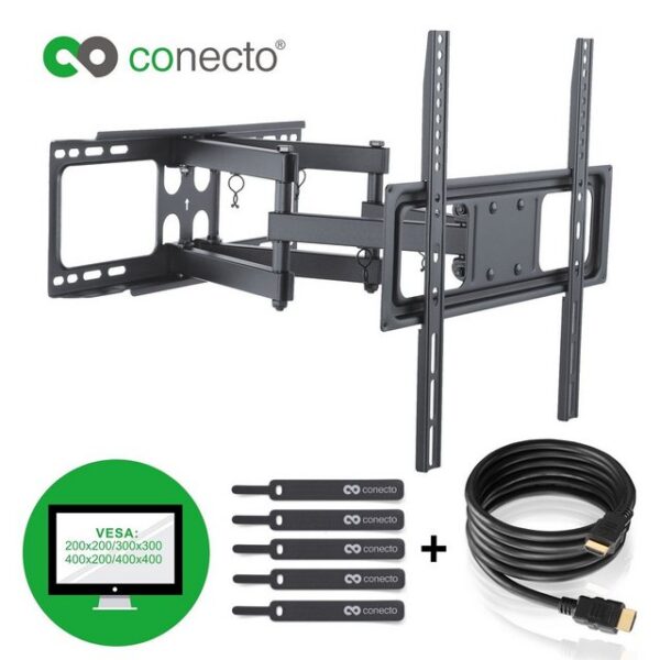 conecto TV Wandhalter für LCD LED Fernseher & Monitor TV-Wandhalterung, (bis 55 Zoll, neigbar, schwenkbar)