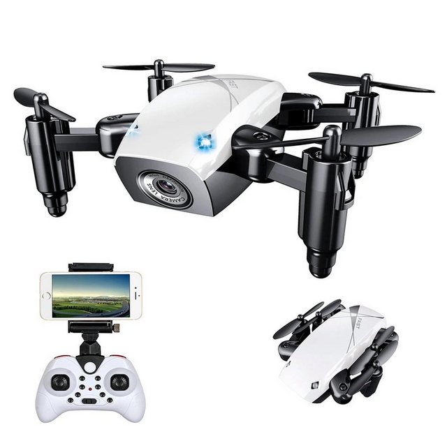 efaso RC-Quadrocopter S9W Mini RC Drohne weiss - WiFi Kamera / faltbar / 3-Speed-Stufen, One-Key-Return / Auto. Start&Landen / Headless Mode / Höhe-Halten