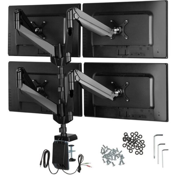 tectake Monitor Tischhalterung für 4 Monitore von 13" bis TV-Wandhalterung, (mit Montagematerial)