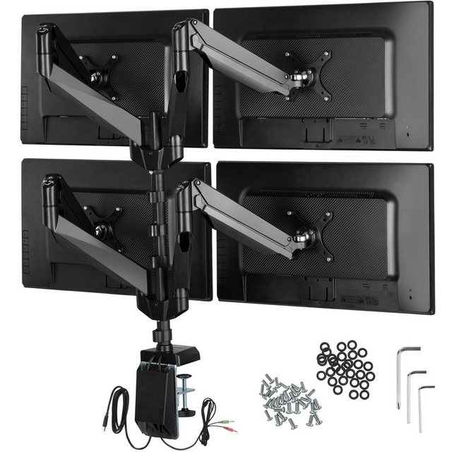 tectake Monitor Tischhalterung für 4 Monitore von 13" bis TV-Wandhalterung, (mit Montagematerial)