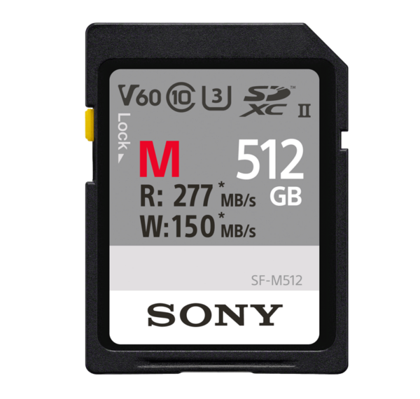 Sony SDXC-Speicherkarte der SF-M Serie mit 512GB Speicherkapazität Die Speicherkarten der SF-M-Serie sind so getestet