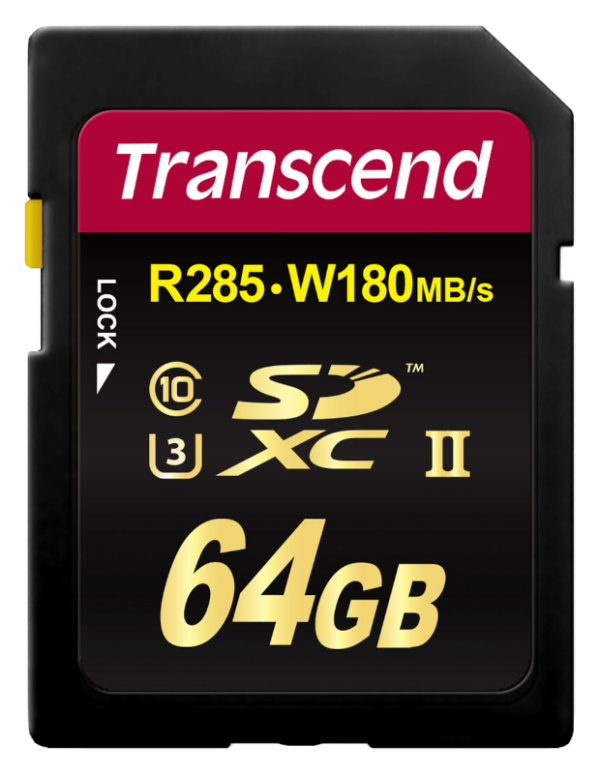 Transcend 64GB SDXC-Karte 700S UHS-II U3 Class10 285/180MB/s Die SDXC/SDHC 700S-Speicherkarten von Transcend erfüllen die Standards der UHS-II Geschwindigkeitsklasse 3 (U3)