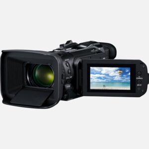 Der Canon LEGRIA HF G60 Camcorder bietet Dual Pixel CMOS Autofokus, einen 1,0-Zoll-Typ Sensor und 4K-Videoaufnahmen mit einer unglaublichen Detailvielfalt. Das Objektiv mit 9-Lamellen-Irisblende und einer Lichtstrke von 1:2,8  4,5 ermglicht das Filmen auch bei wenig Licht und den Einsatz einer attraktiven Hintergrundunschrfe, wodurch die sthetische Qualitt gesteigert wird. Mit Zeitlupe- und Zeitrafferaufnahmen lassen sich dramatische Effekte erzielen. Auch aus der Bewegung heraus machst du aus allen Entfernungen ruhige Videos, da der Bildstabilisator sogar Dreh- und Kippbewegungen kompensiert.  Vorteile      Ein fortschrittlicher Camcorder, der deinen Videos einen professionellen Look gibt          Der groe 1,0-Zoll-Typ CMOS-4K-Sensor hlt eine unglaubliche Detailvielfalt und beeindruckende Farben besonders deutlich fest. Die 9-Lamellen-Irisblende ermglicht den Einsatz einer attraktiven Hintergrundunschrfe  wie bei einem Kinofilm.          Das leistungsstarke Objektiv mit Lichtstrke 1:2,8-4,5 und 15fach optischem Zoom plus optimiertem Bildstabilisator liefert erstklassige Aufnahmen mit minimierten Verwacklungsunschrfen, und der Dual Pixel CMOS AF sorgt fr die przise Fokussierung          Der 7,5 cm Touchscreen (460.000 Bildpunkte) zeigt das Motiv klar und deutlich und ermglicht eine intuitive Bedienung. Fr noch mehr Flexibilitt bietet der Camcorder einen hochauflsenden elektronischen Sucher.          Fnf konfigurierbare Tasten stehen dir zur Individualisierung zur Verfgung. Fr kinoreife Effekte kannst du die Fokussiergeschwindigkeit anpassen, und mit den integrierten ND-Filtern lsst sich die Belichtung kontrollieren          Du kannst den Camcorder direkt mit einem TV-Gert verbinden, um dir die Aufnahmen darauf anzusehen und auch ein externes Mikrofon anschlieen, um eine noch professionellere Tonaufzeichnung zu erhalten          Per HDMI-Schnittstelle kannst du deine Aufnahmen direkt auf einem TV-Gert betrachten und hast erweiterte Mglichkeiten zur Tonaufzeichnung dank Mikrofoneingang und Mini-Zubehrschuh          Fnf Tasten und ein Wahlrad knnen individuell konfiguriert werden, damit seltener durch das Men navigiert werden muss          Fr dramatische Effekte kannst du dein Motiv in Zeitlupe oder Zeitraffer aufnehmen          Du kannst schnell zwischen Auto- und Manuell-Modi wechseln, ohne dabei die individuellen Einstellungen verndern zu mssen          Lieferumfang       LEGRIA HF G60 Camcorder         Objektivdeckel         Streulichtblende mit integriertem Objektivschutz         Kabellose FernbedienungWL-D89         Lithium-Batterie CR2025         AkkuBP-820         Kompakt-Netzgert CG-800E         Netzkabel         Benutzerhandbuch              Technische Daten              4K-Video                15fach optischer Zoom und Bildstabilisator                9-Lamellen-Irisblende                Lichtstrke 1:2,8  4,5                Touchscreen                1,0-Zoll-Typ CMOS                Zeitlupe / Zeitraffer                Klappbarer elektronischer Sucher (0,24 Zoll)          Alle technischen Daten zeigen