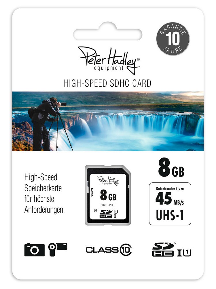 Peter Hadley SDHC-Karte 8GB Features: UHS-1 HighSpeed Class10 Schreiben 12MB/sec