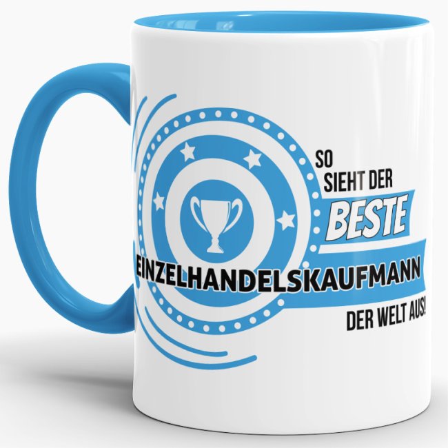 Hochwertiger Kaffeebecher mit Spruch als Geschenk für den Besten seines Berufes. So sieht der beste Einzelhandelskaufmann aus. Unsere Berufe-Tassen...