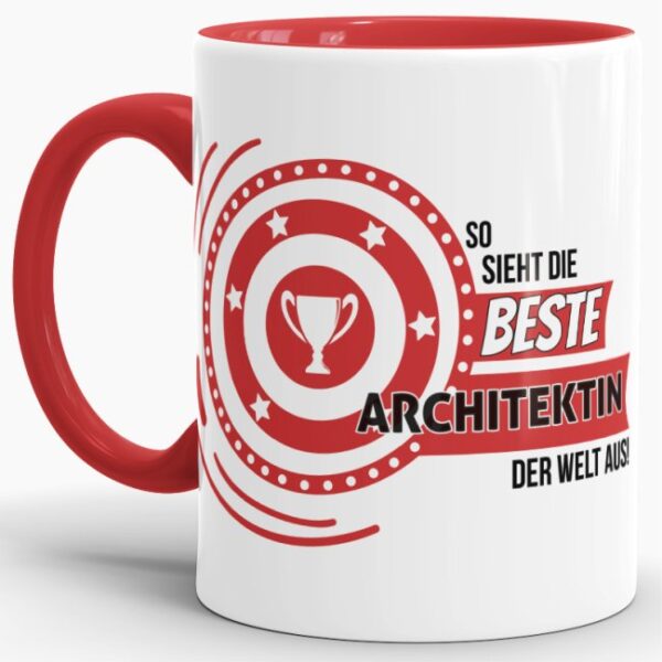 Unsere Berufe-Tassen mit Spruch - So sieht die beste Architektin aus - passen in jede Lebenslage und zu jeder Situation. Ob im Büro