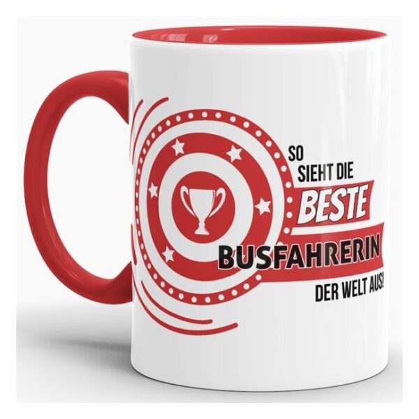 Unsere Berufe-Tassen mit Spruch - So sieht die beste Busfahrerin aus - passen in jede Lebenslage und zu jeder Situation. Ob im Büro