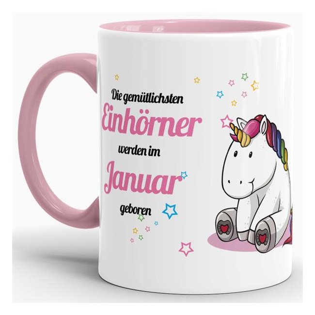 Süße Tasse mit Einhorn zum Geburtstag für glückliche Einhörner - das besondere Geburtstagsgeschenk für Einhorn-Fans. Weiße Tasse aus hochwertiger...