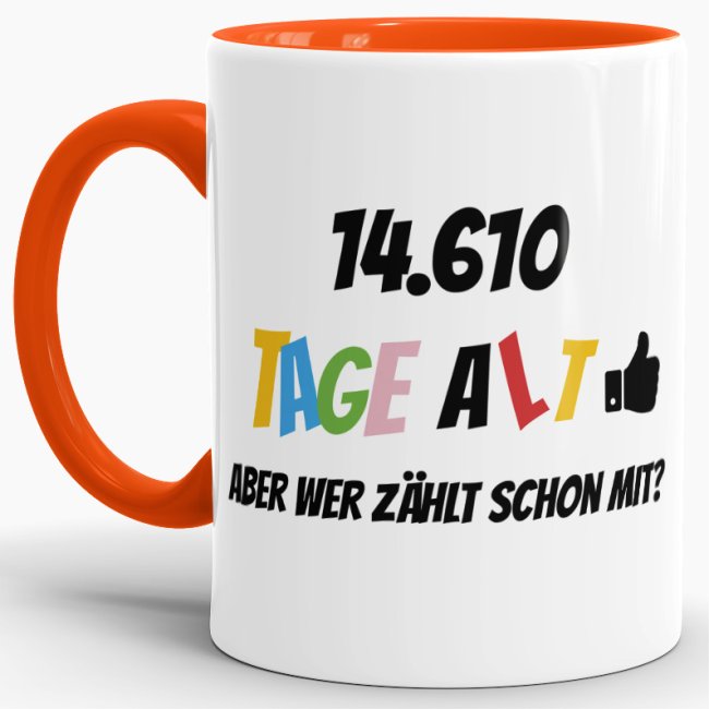 Lustige Tasse als Geburtstagsgeschenk zum 50. Geburtstag - Wer zählt schon die Tage - mit Lebensjahren in Tagen. Ein witziges Geschenk zum...