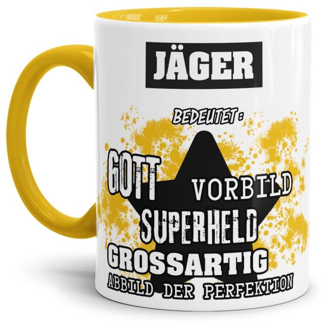 Gelbe Berufe Tasse bedruckt mit Spruch für einen Jäger - das besondere und individuelle Geschenk für einen Mann der seinen Job gut macht. Ein...