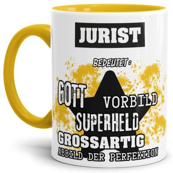 Gelbe Berufe Tasse bedruckt mit Spruch für einen Jurist - das besondere und individuelle Geschenk für einen Mann der seinen Job gut macht. Ein...