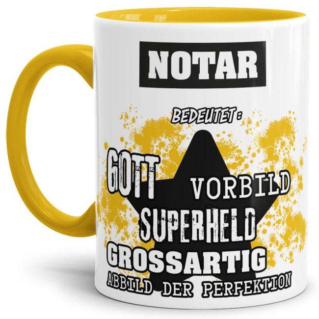 Gelbe Berufe Tasse bedruckt mit Spruch für einen Notar - das besondere und individuelle Geschenk für einen Mann der seinen Job gut macht. Ein...