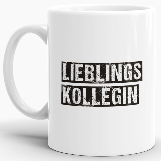 Bürotasse in weiß mit Spruch für die Lieblingskollegin. Ein kleines Geschenk für alle die ihrer Arbeitskollegin ein Lächeln aufs Geschicht zaubern...