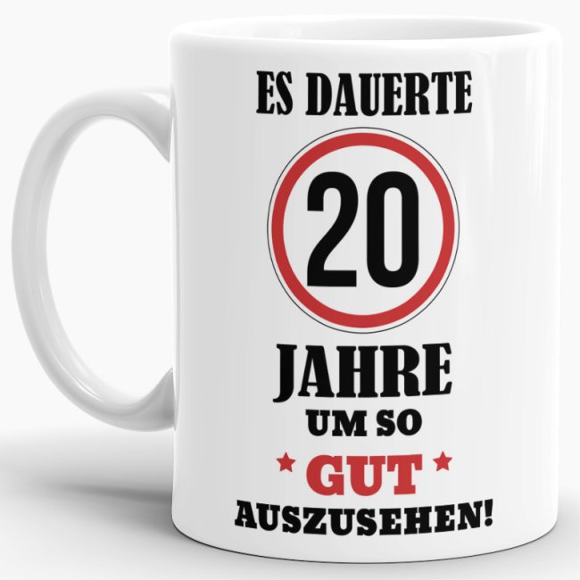 Lustige Tasse als Geburtstagsgeschenk zum 20. Geburtstag aus hochwertiger Keramik. Lustige Geschenkidee zum 20. Geburtstag für Freunde und Familie...