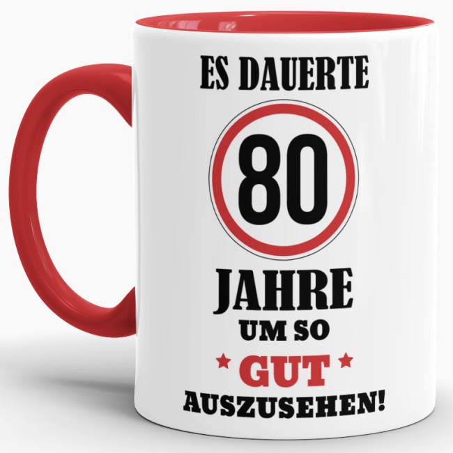 Lustige Tasse als Geburtstagsgeschenk zum 80. Geburtstag aus hochwertiger Keramik. Lustige Geschenkidee zum 80. Geburtstag für Freunde und Familie...